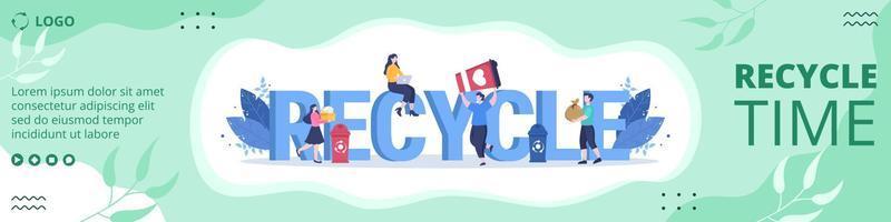 recycle proces met prullenbak banner sjabloon platte afbeelding bewerkbaar van vierkante achtergrond geschikt voor sociale media of web internet advertenties vector