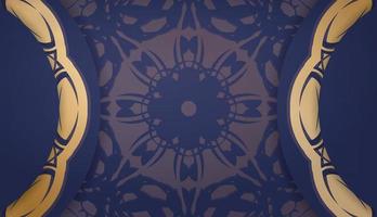 donkerblauwe banner met indisch goudpatroon en ruimte voor uw logo vector