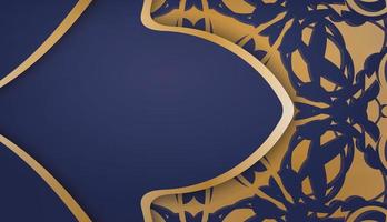 donkerblauwe banner met vintage gouden patroon voor ontwerp onder uw logo vector