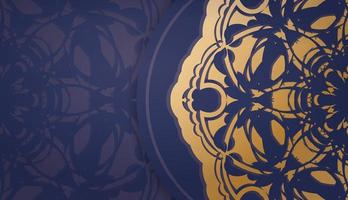 donkerblauwe banner met Indiase gouden ornamenten voor ontwerp onder uw logo of tekst vector