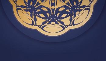 donkerblauwe banner met Griekse gouden ornamenten voor logo-ontwerp vector