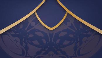 donkerblauwe banner met luxe goudpatroon voor ontwerp onder uw logo vector
