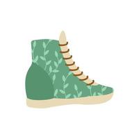 retro sneakers in groen met een bladprint. vector vintage illustratie van oude schoenen in cartoon stijl.