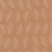 naadloos bloemenpatroon met bladeren op een beige achtergrond. vector natuurlijke textuur voor eco-design van textiel, behang, afdrukken op papier, stof, scrapbooking.