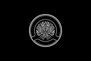 stamboom van het leven stempel zegel embleem eiken banyan esdoorn logo ontwerp vector