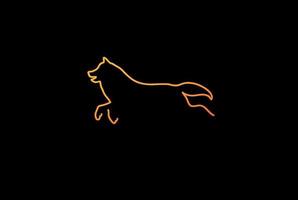 eenvoudige springende hond wolf vos lijn overzicht logo ontwerp vector