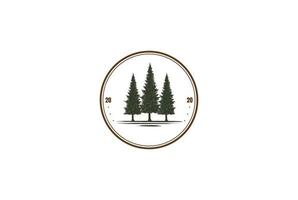 rustieke dennen groenblijvende ceder cipres lariks conifeer naald sparren bos badge embleem logo ontwerp vector