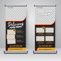 voedselmenu en restaurant roll-up banner ontwerpsjabloon vector