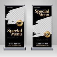 eten en restaurant roll-up banner ontwerpsjabloon vector