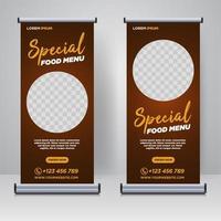 eten en restaurant roll-up banner ontwerpsjabloon vector