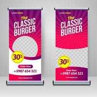 eten en restaurant roll-up banner ontwerpsjabloon vector