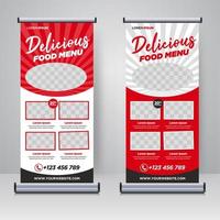 voedselmenu en restaurant roll-up banner ontwerpsjabloon vector