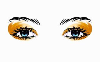 schoonheid oog blik geïsoleerde vector schets pictogram omtrek tekening. make-up logo element ontwerpconcept. zwarte wimpers en wenkbrauwen vrouwelijke cosmetische mode glamour meisje uitzicht.