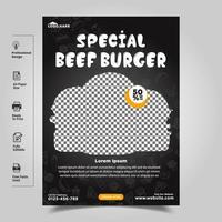 heerlijke hamburger en eten flyer vector gratis sjabloon