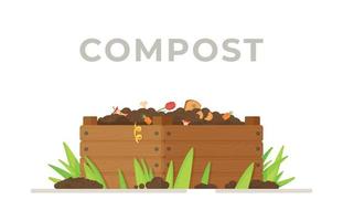 vectorillustratie van een compostkuil voor recycling. sporenafval in compost. vector