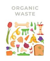 vectorillustratie van het recyclen van afval voor kunstmest. compost put. bananenschillen, schimmel vector