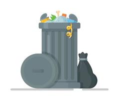 vectorillustratie van het bestellen van vuilnisophaalservice. prullenbakpictogram in flat. recycleren van afval. vector