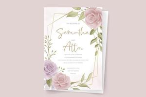 sjabloon voor huwelijksuitnodiging met roze bloemontwerp vector