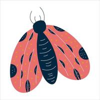 Scandinavische mot geïsoleerd. insect met rode vleugels en stippen. platte vectorillustratie. vlinder voor kinderen ontwerp. vector hand getekende trendy cartoon afbeelding