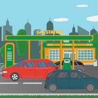 benzinetankstationconcept in platte ontwerpstijl vector