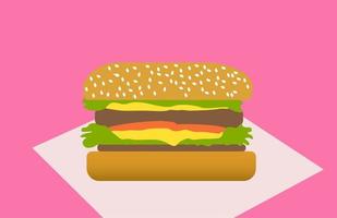 hamburger eten illustratie vector pictogram ontwerp, junkfood voor uw dag op roze achtergrond
