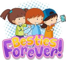 besties forever typografie logo met kinderen vector