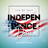 4 juli Independence Day van de VS Vector illustratie met de Amerikaanse vlag en typografie brief op glanzende achtergrond. Fourth of July Celebration Design