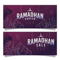 ramadan kareem banner illustratie met paarse achtergrond vector