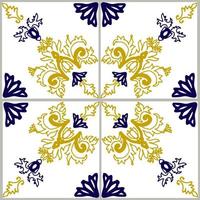 blauwe en gele azulejos tegel vector