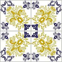 blauwe en gele azulejos tegel vector