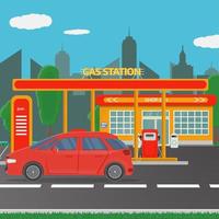 benzinetankstationconcept in platte ontwerpstijl vector