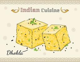 dhokla met chutney en chili. Indisch Gujarati traditioneel straatvoedsel vector