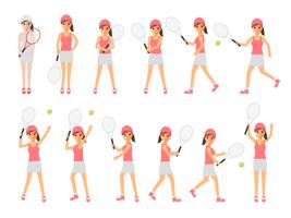 Tennissers, tennissportatleten in acties. vector