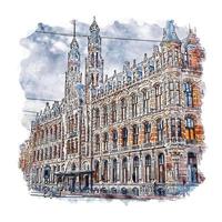 amsterdam nederland aquarel schets hand getekende illustratie vector