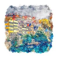 baden württemberg duitsland aquarel schets hand getekende illustratie vector