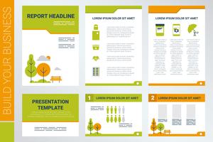 A4-omslag en presentatiesjabloon in groen thema vector