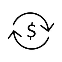 Valutawissel Lijn zwart pictogram vector