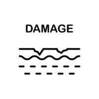 schade huid dermatologie probleem lijn icoon. verwondingsoppervlak van huid lineair pictogram. oude gerimpelde huid, psoriasis, eczeem, allergie overzicht icoon. geïsoleerde vectorillustratie. vector