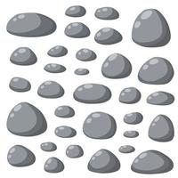 set van grijze granieten stenen van verschillende vormen. element van de natuur vector