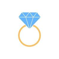 valentijnsdag diamanten ring plat pictogram vector