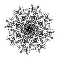 bloemen vector mandala met bloemen en bladeren in doodle stijl geïsoleerd op een witte achtergrond. grappige kleuren en schattige illustratie voor seizoensontwerp, textiel, decoratie kinderspeelkamer of wenskaart