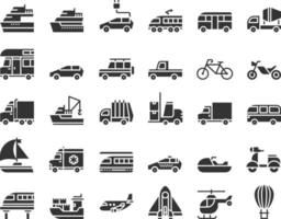 vervoer iconen vector illustratie, auto, vrachtwagen, boot,
