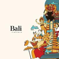 Balinese illustratie instellen. handgetekende Indonesische culturen achtergrond vector