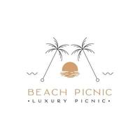 strand picknick luxe picknick logo ontwerp inspiratie vector