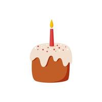 schattige cartoon verjaardag cupcake met een brandende kaars. vector illustratie