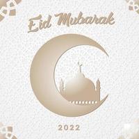 eid mubarak maan en moskee mooie achtergrond gratis vector