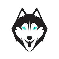 geïsoleerd gezicht zwart Siberische husky logo ontwerp vector grafisch symbool pictogram teken illustratie creatief idee