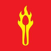 lepel met vuur logo ontwerp vector grafisch symbool pictogram teken illustratie creatief idee