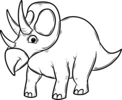 grappige triceratops dinosaurus dier karakter cartoon illustratie geïsoleerde afbeelding kleurplaat vector