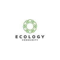 ecologie gemeenschap logo-ontwerp met cirkelvormig bladsymbool vector